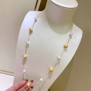 Collier en argent pur avec pendentif en perle d'eau douce de 12-13 mm, chaîne fine, fermoir à téton, 12-13 mm, chaîne fine de base - Product Image 1