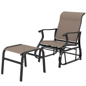 Sedia a dondolo marrone per terrazza, giardino, cortile, sedia lounge - Product Image 5