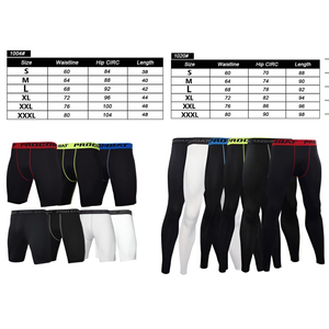 <b>Combat</b> Pro Men Full Length Compression <b>Leggings</b> Black Red Waistband Spandex Nylon Elastic Waist - Product Image 6