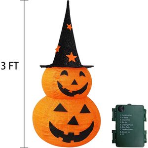 Cappello a Forma di Zucca Pre-Illuminato da 3 Piedi con 50 LED, Decorazioni Pieghevoli per Halloween con 8 Modalità di Illuminazione, Jack-o'-Lantern Pop - Product Image 4