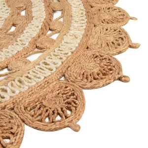 Alfombra Ovalada de Yute Hecha a Mano con Patrón de Medallón, Estilo Bohemio, Tejido Plano, para Sala de Estar, Fácil de Limpiar, Pelo Fino - Product Image 4