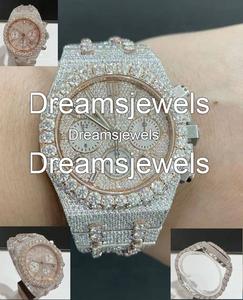 Customize Fully Iced Out Vvs Stainless Steel Round 5mm Thick Analog Glass <b>Crystal</b> Quartz Luxury Antique Hip Hop Watch - Product Image 2