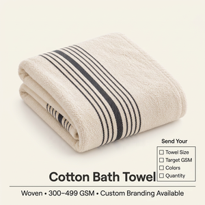 Serviette de bain en coton rayée 300 à 499 GSM, tissu tissé, couleurs personnalisées, marque privée pour les détaillants - Product Image 6