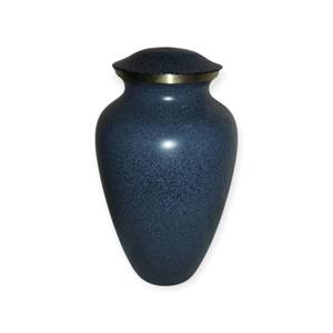 Urne funéraire bleu nuit moucheté avec bordure dorée douce pour une commémoration calme et paisible - Product Image 1