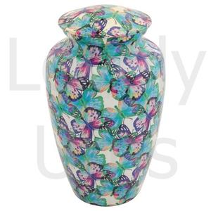 Urna Funeraria de Aluminio con Diseño de Mariposas Caleidoscópicas, Fondo Blanco, para Adultos, Recuerdo Conmemorativo, Fabricación OEM/ODM - Product Image 2