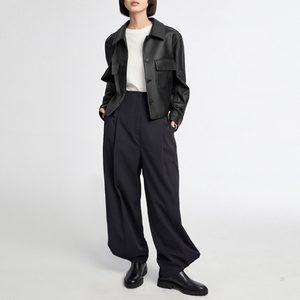 Chaqueta de Cuero Genuino para Mujer, Estilo Casual, Motera, Bomber, Ropa de Invierno, Cuello Alto, Cierre de Cremallera, Chaqueta de Motocicleta a la Moda - Product Image 5