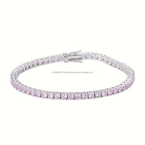 Women Elegant Sterling Silver Tennis <b>Bracelet</b> Emerald Green Cubic Zirconia Handmade Delicate Cut Green <b>Crystal</b> Fine Chain Link - Product Image 1