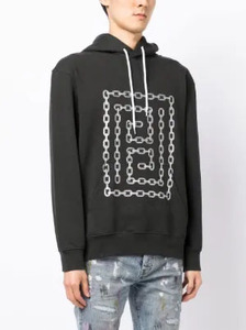 Sudadera con Capucha de Diseño de Cadena Negra Personalizada OEM para Hombre, Sudadera con Capucha de Algodón Grueso, Ropa Casual de Calle para Otoño - Product Image 5