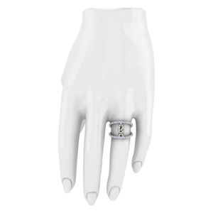 Anillo Doble de Plata para Mujer, Joyería Elegante de Moda, Anillo de Plata de Ley con Cristal, Accesorio Elegante para Regalo, Uso Diario - Product Image 1