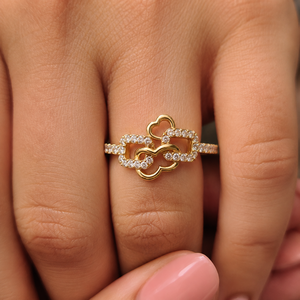 แหวนเพชรทรงกลม DEF VVS เพาะเลี้ยงในห้องปฏิบัติการ น้ำหนักรวม 0.30 กะรัต ทองคำ 14K 18K สีเหลือง รูปหัวใจเชื่อมต่อกัน ของขวัญวันครบรอบ ผู้ผลิต OEM ขายส่ง - Product Image 2