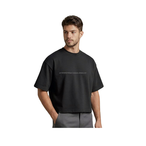 Camiseta Corta Cuadrada para Hombre – Camiseta de Algodón Grueso de 300 g/m², Estilo Urbano Oversize con Hombros Caídos - Product Image 1
