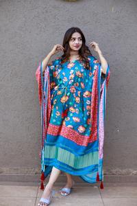 ชุดเดรสผ้าไหมกาจิแท้สำหรับผู้หญิง พร้อมลายพิมพ์ดิจิทัลและขอบลูกไม้กอตต้าปาตี - Product Image 5