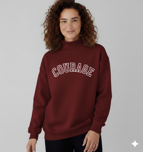 Women's Winter Embroidered Long Sleeve Oversized <b>Mock</b> <b>Neck</b> Sweatshirt Polyester/Cotton Solid Color Casual <b>Top</b> with Front Logo - Product Image 5