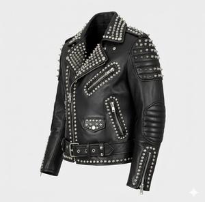 แจ็คเก็ตหนังแกะทรงสลิมฟิตสำหรับผู้ชาย คุณภาพพรีเมียม ตกแต่งหมุดหนัก กันน้ำ กันลม ระบายอากาศได้ดี เป็นมิตรต่อสิ่งแวดล้อม - Product Image 3