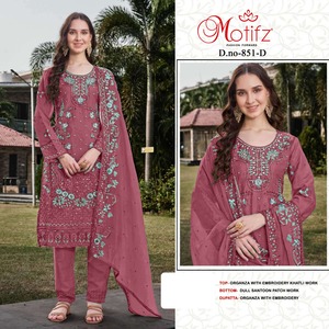 Organza elegante Shalwar Kameez con bordado Khatli Work Santoon Bottom y Organza Dupatta, perfecta para uso festivo - Product Image 5