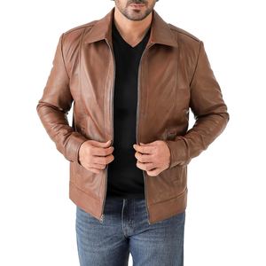 Chaqueta de cuero PU suave premium para hombre con cuello vuelto, elegante ropa de abrigo de invierno, moderna, informal, estilo urbano, para uso diario. - Product Image 2