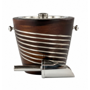 Cubo de Hielo de Madera con Tapa y Detalles de Latón, Enfriador de Vino de Acero Inoxidable de Doble Pared Aislado para Decoración de Bar en Casa y Fiestas - Product Image 2