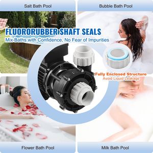 Pompa per Vasca Idromassaggio SPA a 2 Velocità, 48-Frames, AC 110-120V, 1.5HP Alta Velocità (42.65ft) e 0.46HP Bassa Velocità (9.18ft), 150GPM/70GPM - Product Image 4