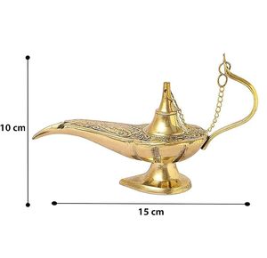 Lampe magique Aladdin en laiton, objet décoratif traditionnel, lampe du génie pour la décoration de la maison, décoration de Diwali et cadeau - Product Image 3
