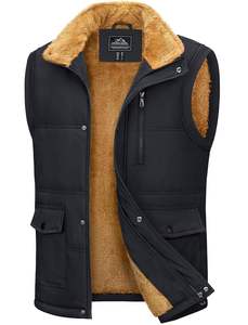 Gilet matelassé léger unisexe en toile lavée, col mandarin, chaud pour l'hiver, avec fermeture éclair sur le devant et service OEM - Product Image 2