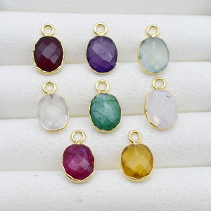Garnet Oval <b>Charm</b> 8x10mm | Faceted Gold Electroplated Pendant | Red Gemstone Bezel <b>Charm</b> for Jewelry Making Healing Gifts - Product Image 6
