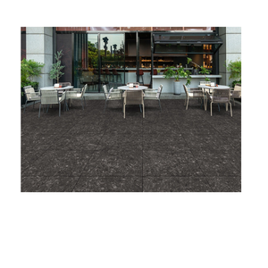 Carreaux de sol en terrazzo noir aspect pierre naturelle pour extérieur/intérieur 600x600mm pour applications en cuisine, villa, centre commercial et jardin - Product Image 1