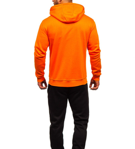 Sudadera Unisex Naranja con Capucha y Cordón Ajustable, Manga Larga, Color Sólido, Ropa Casual Transpirable de Peso Medio, 100% Algodón - Product Image 4