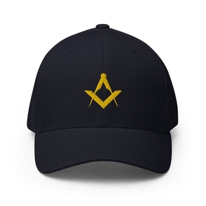 Gorra de béisbol Master Mason Blue Lodge con bordado dorado de escuadra y compás, ajustable, de sarga de algodón, OEM - Product Image 2
