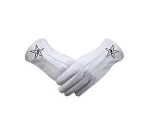 ถุงมือหนัง Cyrene ปักลายอัศวินหญิงแบบกำหนดเอง พร้อมลายดาวสีขาว - Product Image 1