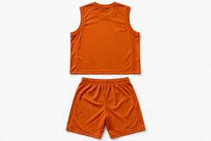 PADA PRIME Conjunto de uniforme de baloncesto de poliéster transpirable Crust Yellow para hombre, camiseta sin mangas y pantalones cortos - Product Image 2