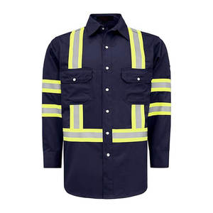 Camisa de Trabajo de Alta Visibilidad para Hombre, 100% Algodón FR, Manga Larga, Cierre de Botones a Presión, Resistente a las Llamas, Reflectante, Industrial - Product Image 1