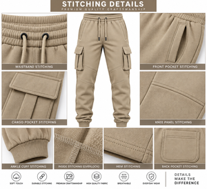 Pantalones deportivos cargo para hombre con logotipo personalizado, de algodón y felpa, corte regular, informales, con bolsillos, para otoño, pantalones ajustados para hombre. - Product Image 3