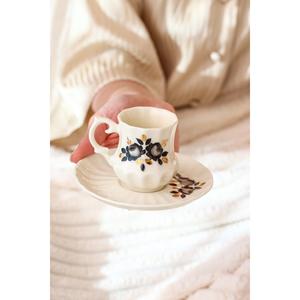 Halfeti Set di 2 tazze di porcellana fatta a mano con rose nere regalo di natale 24 carati oro ricamato - Product Image 5