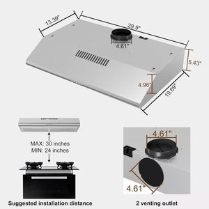 Cappa aspirante sottopensile da 30 pollici in acciaio inossidabile, 250 CFM, per cucina - Product Image 5