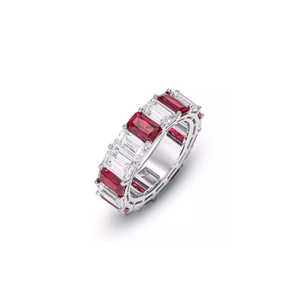 Bague de luxe pour femme en argent plaqué, sertie d'un rubis de culture taille coussin, avec monture à barrettes, certifiée par un tiers, 50g - Product Image 2