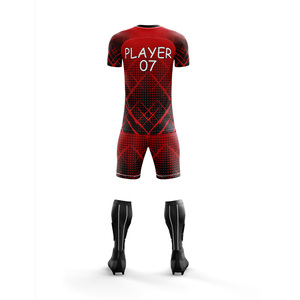 Ensemble de maillots et shorts de football personnalisés pour hommes, imprimés par transfert thermique, 100% polyester, écologiques, séchage rapide, extensibles, nom du joueur personnalisé - Product Image 3