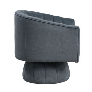 Poltrona in Velluto Grigio Scuro, Moderna e Lussuosa, Girevole con Schienale a Botte, Comoda Sedia per Soggiorno - Product Image 6