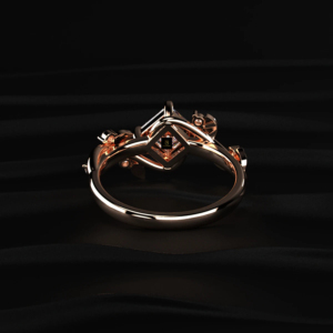 Bague en diamant de taille princesse cultivé en laboratoire avec motif feuille et accents latéraux, certifiée IGI, couleur D à F, 1,50 ct au centre, 0,30 ct sur les côtés, 1,80 ct au total. - Product Image 3