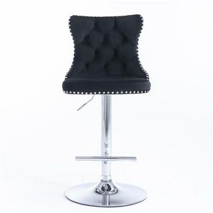 Modern Upholstered Chrome Base Bar <b>Stools</b> with Swivel Velvet Seat 25-33 Inch <b>Adjustable</b> Height Furniture Comfortable Backrest - Product Image 2