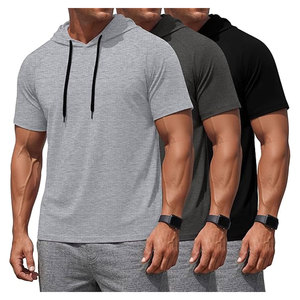 เสื้อฮู้ดแขนสั้นสำหรับผู้ชายไซส์ใหญ่และสูง เสื้อออกกำลังกายน้ำหนักเบา เสื้อสเวตเชิ้ตแบบสวมลำลองสำหรับวิ่งและออกกำลังกายในยิม - Product Image 1