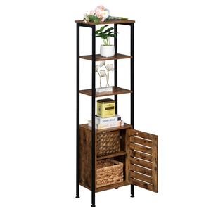 Armadio Alto a 4 Ripiani con Porta Regolabile, Grande Capacità, Struttura in Acciaio, Salvaspazio per Soggiorno e Ingresso - Product Image 6