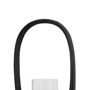 Porte-bougie ovale en métal noir de style moderne avec insert cylindrique en verre pour une décoration et un éclairage contemporains. - Product Image 4