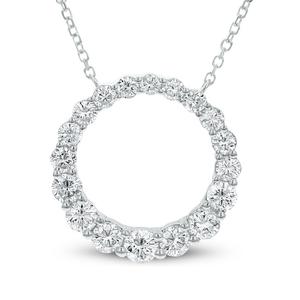 Colliers pendentifs cercle en or massif 14K avec diamants de laboratoire taille ronde pavé, bijoux de déclaration pour usage quotidien, chaînes superposées de 16 pouces - Product Image 3