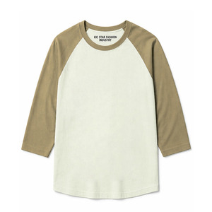 T-shirt pour homme de haute qualité, col rond, décontracté, coupe ajustée, manches contrastées, raglan, 100% coton - Product Image 5