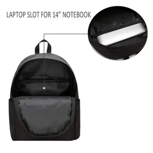 Black Oxford Student Backpack Softback School <b>Bag</b> with Zipper Closure Adjustable Shoulder Straps Multi Pocket - Product Image 6