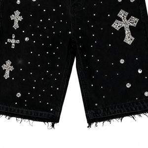 โรงงานผลิตกางเกงยีนส์ขาสั้นประดับเพชรจำนวนมาก รับผลิตแบบ OEM จัดหาสินค้าทั่วโลกสำหรับผู้ค้าปลีก ผู้ค้าส่ง และผู้จัดจำหน่าย - Product Image 4