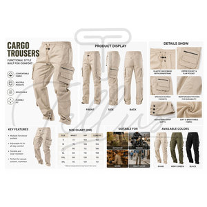 2026 Most Popular Solid Color Cotton Men's Casual <b>Trousers</b> Fashion Men's Slim Cargo Pants 6 Pocket Cargo <b>Trouser</b> for Men - Product Image 5