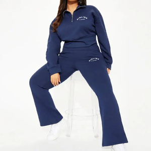 Ensemble de jogging surdimensionné personnalisé pour femme, 2 pièces, pantalon de survêtement en coton avec sweat à capuche zippé, style décontracté, survêtement pour le jogging féminin - Product Image 4