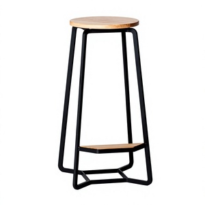 Modern Metal Bar <b>Stool</b> Solid Wood <b>Seat</b> Backless Counter Height Bar Chair Seating For Dining Hotel Living Room <b>Stool</b> For Bar Cafe - Product Image 6
