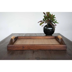 Bandeja Decorativa de Madera Rectangular con Patrón Geométrico, Hecha a Mano con Bambú y Ratán, Empaque Individual - Product Image 5